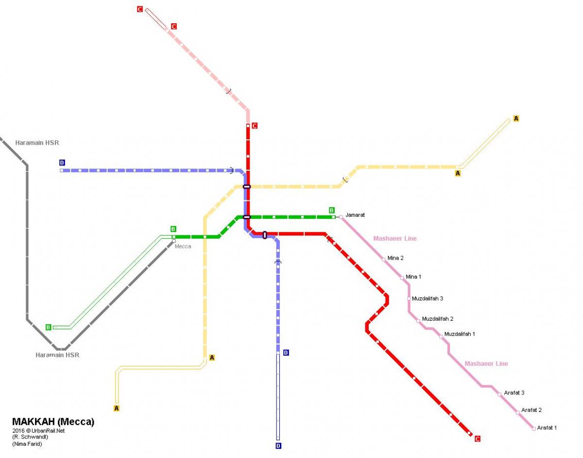 carte de métro de la Mecque 