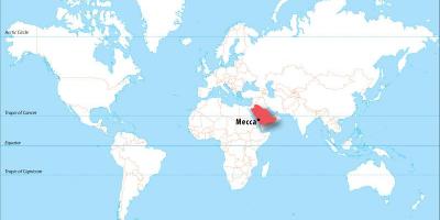 La mecque dans la carte du monde