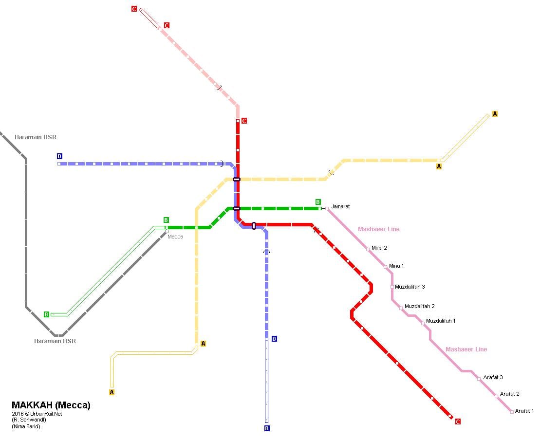 carte de métro de la Mecque 